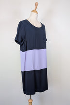 Great Plains London Navy Violet Colourblock Shift Dress Size XL BNWT