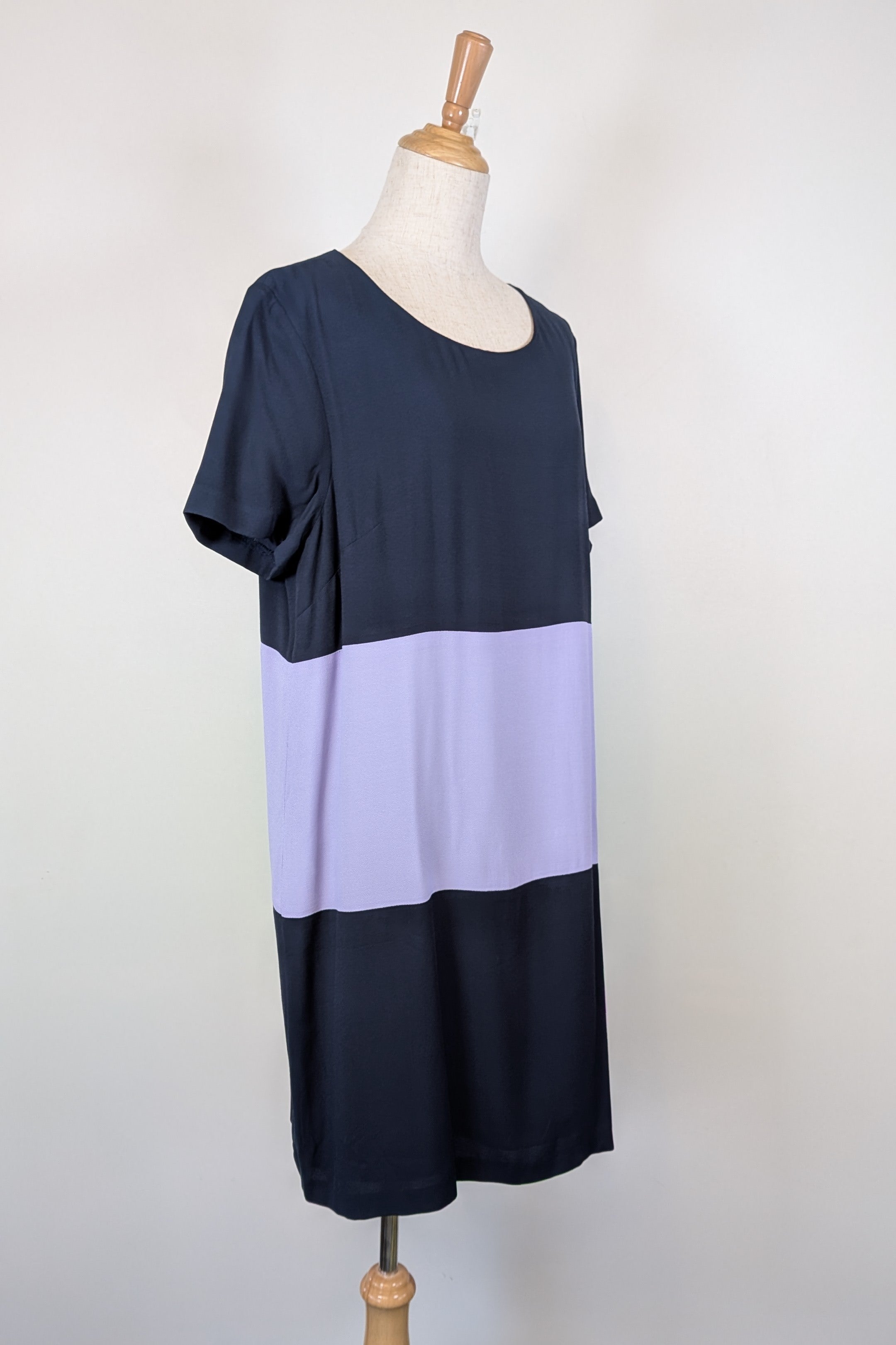 Great Plains London Navy Violet Colourblock Shift Dress Size XL BNWT