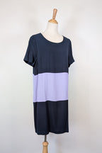 Great Plains London Navy Violet Colourblock Shift Dress Size XL BNWT