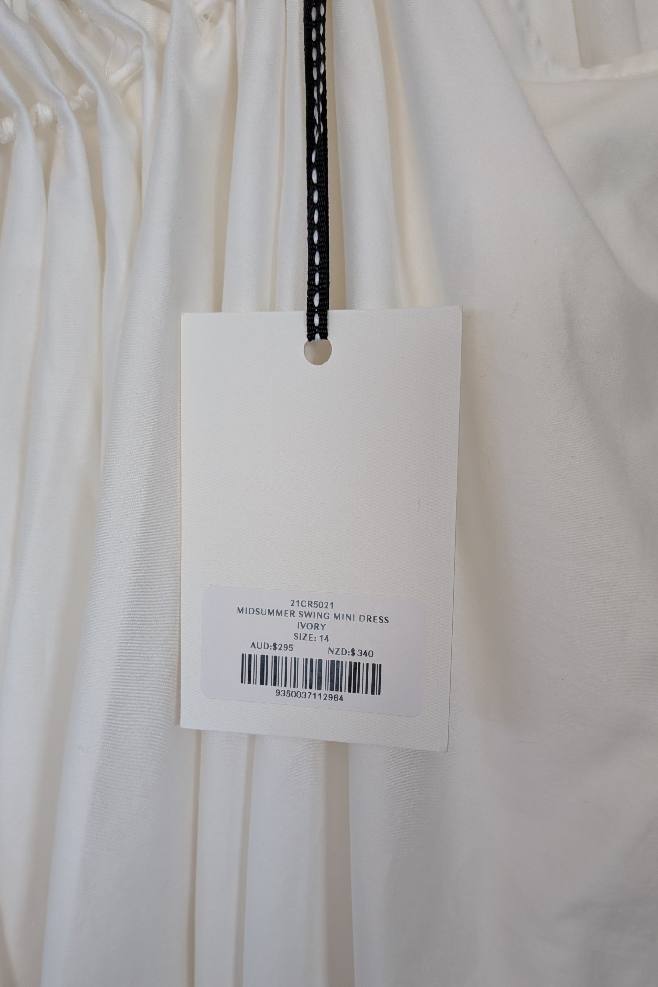 Aje Midsummer Mini Swing Dress in Ivory Size 14 BNWT RRP $295
