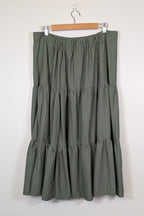 Liz Jordan Designer Collection Tiered Linen Skirt in Dusty Olive Size 18 BNWT RRP $129.99