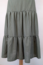 Liz Jordan Designer Collection Tiered Linen Skirt in Dusty Olive Size 18 BNWT RRP $129.99
