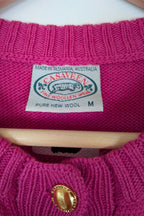 Vintage 80s Casaveen Pink Pure New Wool Cardigan (Made in Tasmania) Size M