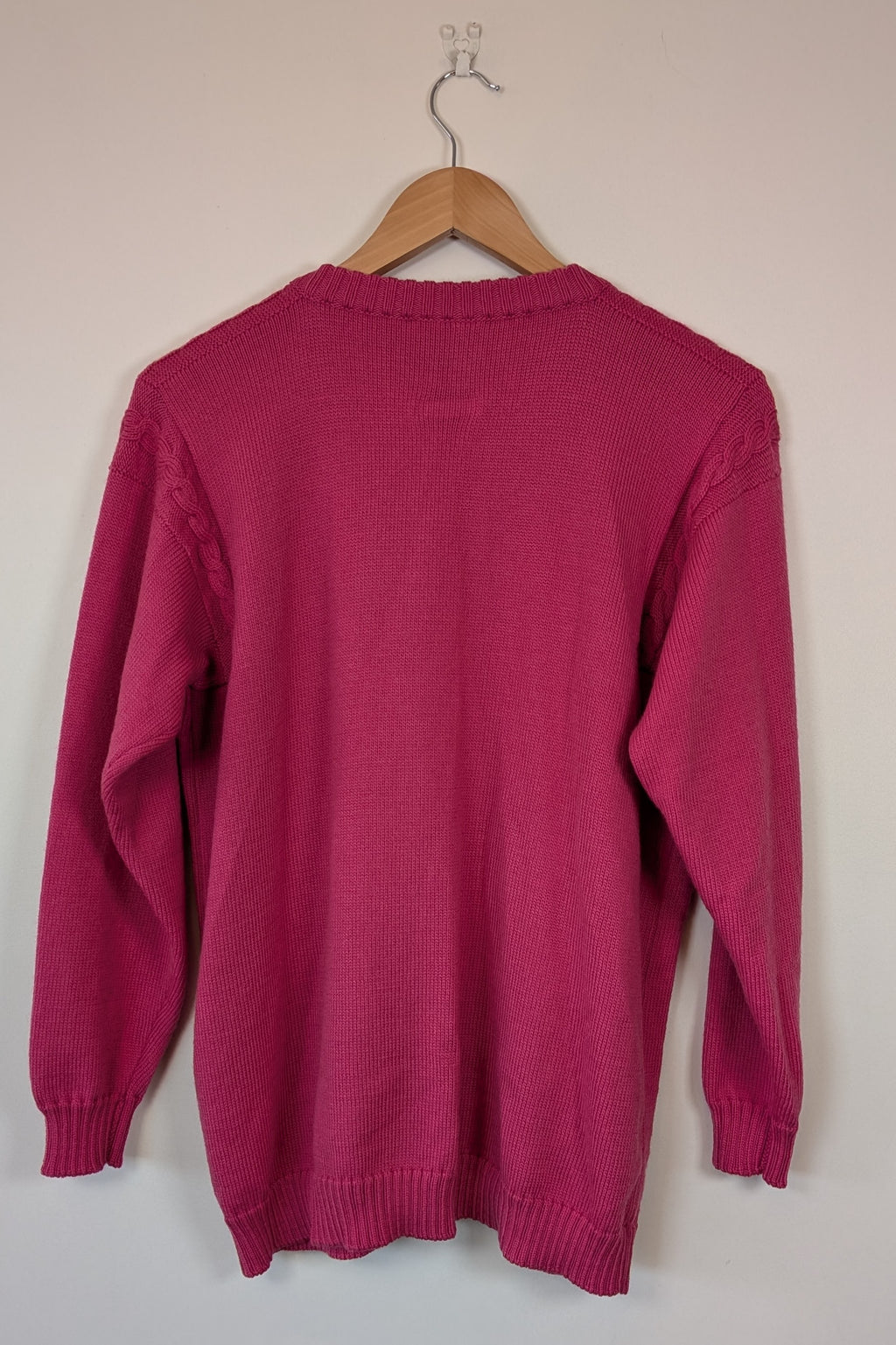 Vintage 80s Casaveen Pink Pure New Wool Cardigan (Made in Tasmania) Size M