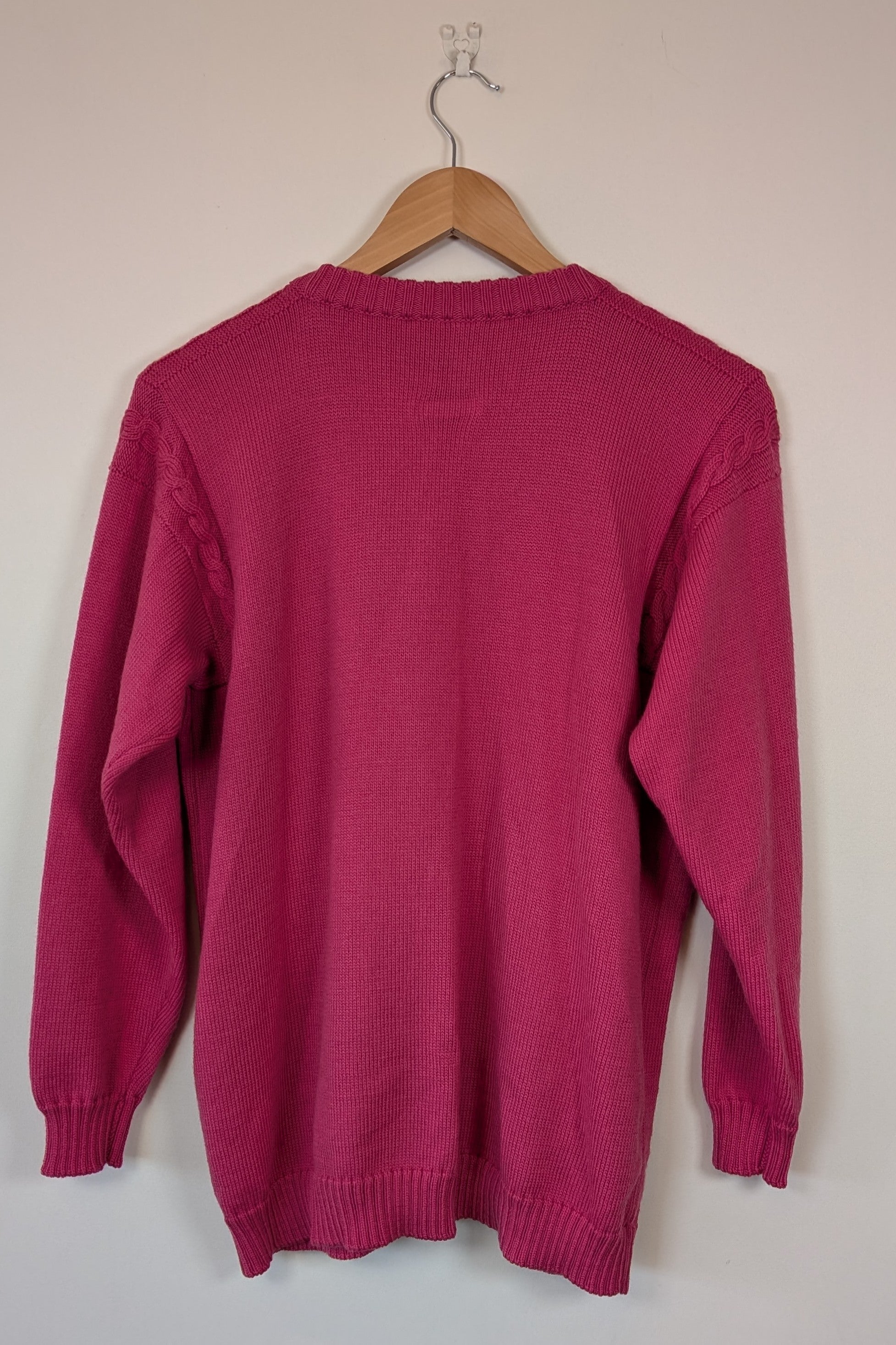 Vintage 80s Casaveen Pink Pure New Wool Cardigan (Made in Tasmania) Size M