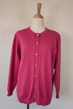 Vintage 80s Casaveen Pink Pure New Wool Cardigan (Made in Tasmania) Size M