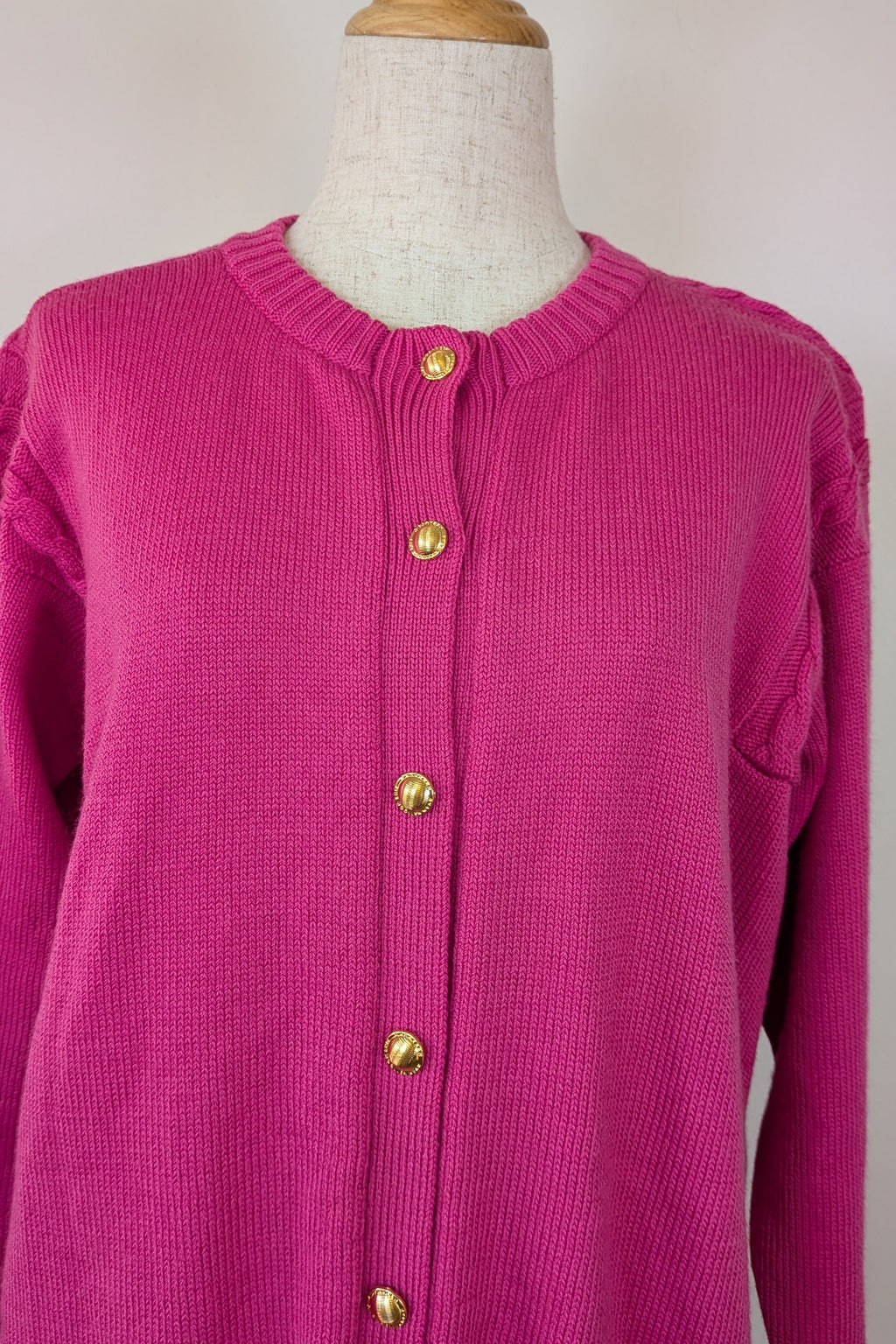 Vintage 80s Casaveen Pink Pure New Wool Cardigan (Made in Tasmania) Size M