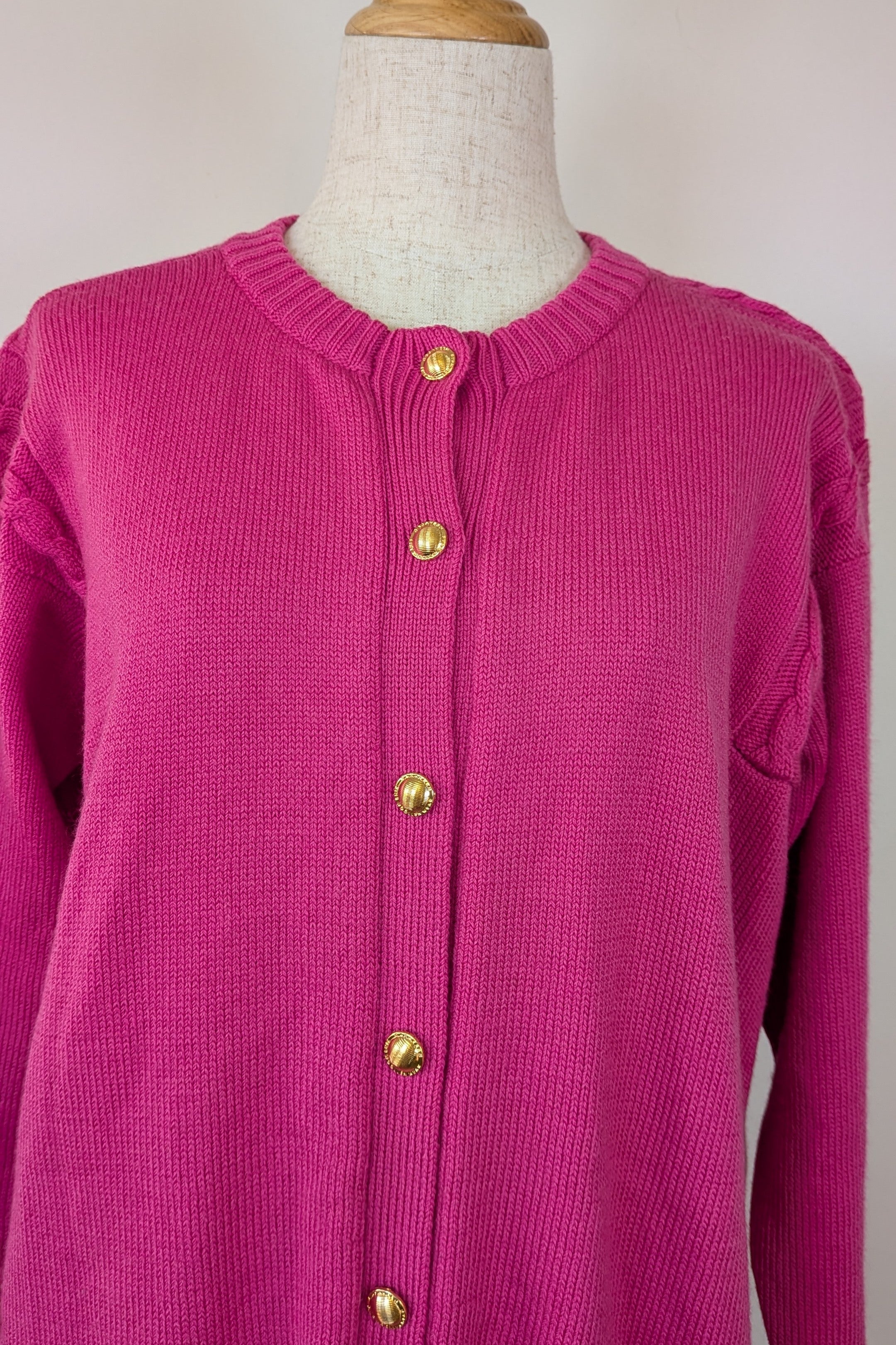 Vintage 80s Casaveen Pink Pure New Wool Cardigan (Made in Tasmania) Size M
