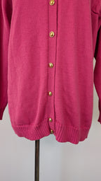 Vintage 80s Casaveen Pink Pure New Wool Cardigan (Made in Tasmania) Size M