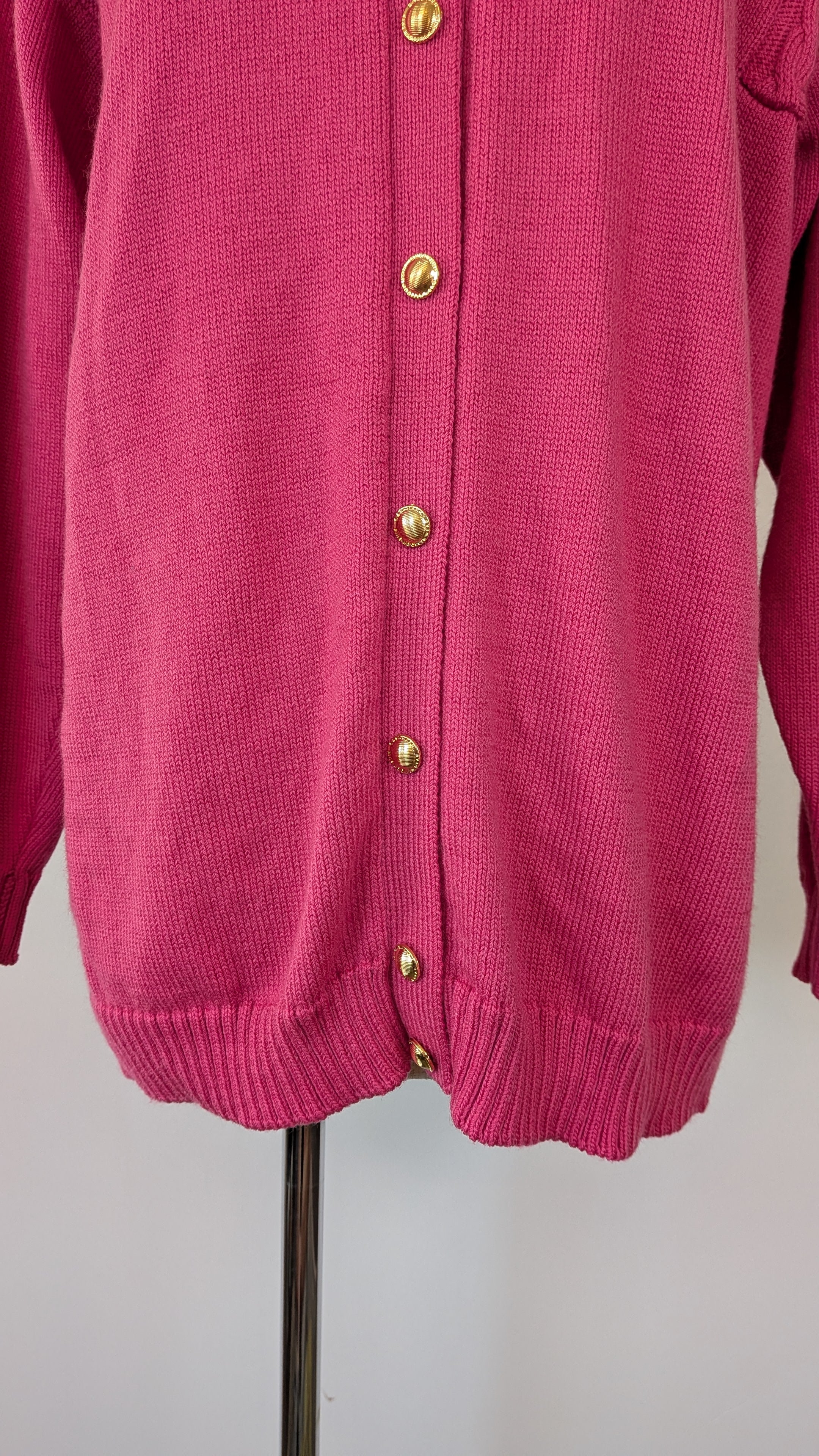 Vintage 80s Casaveen Pink Pure New Wool Cardigan (Made in Tasmania) Size M
