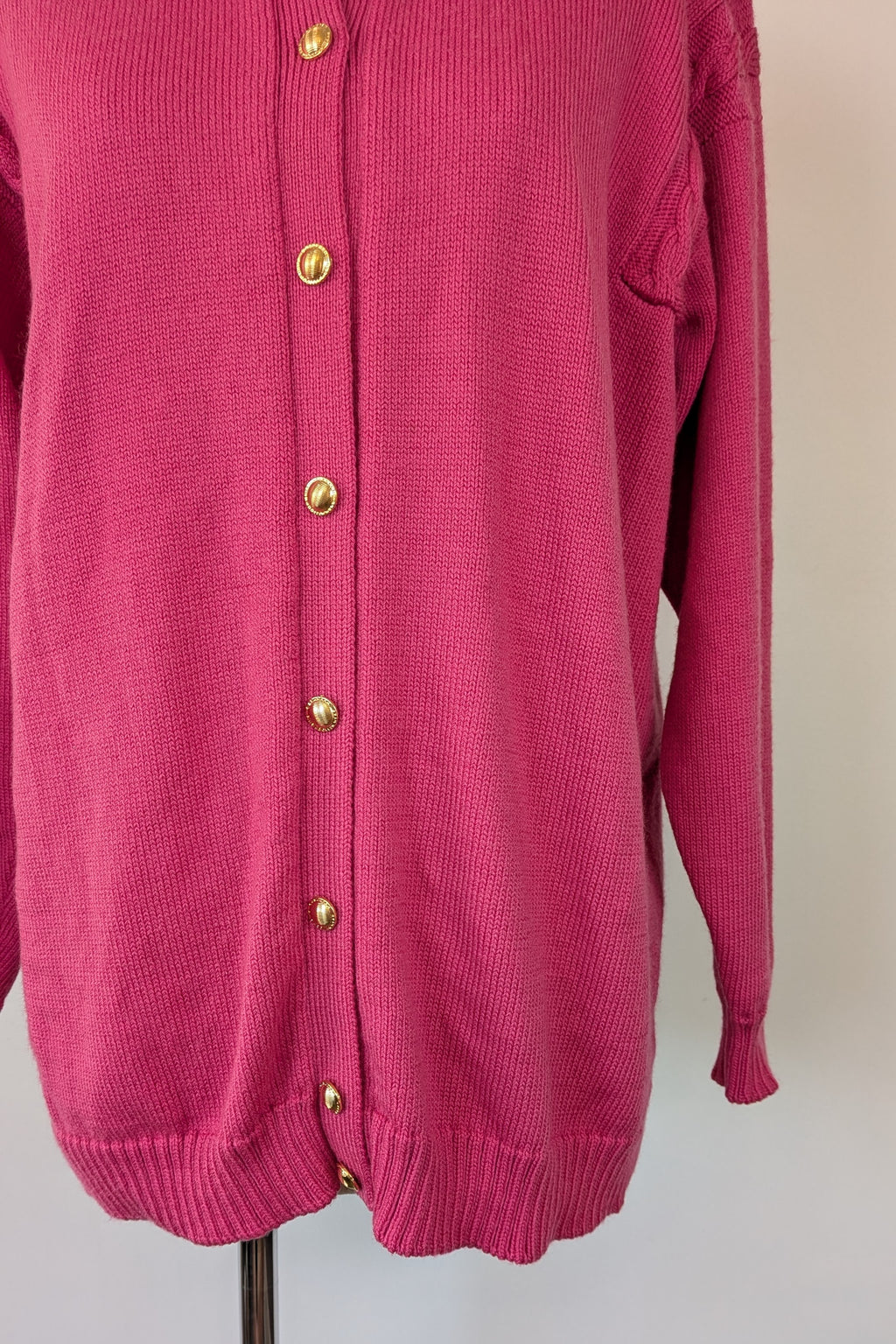 Vintage 80s Casaveen Pink Pure New Wool Cardigan (Made in Tasmania) Size M