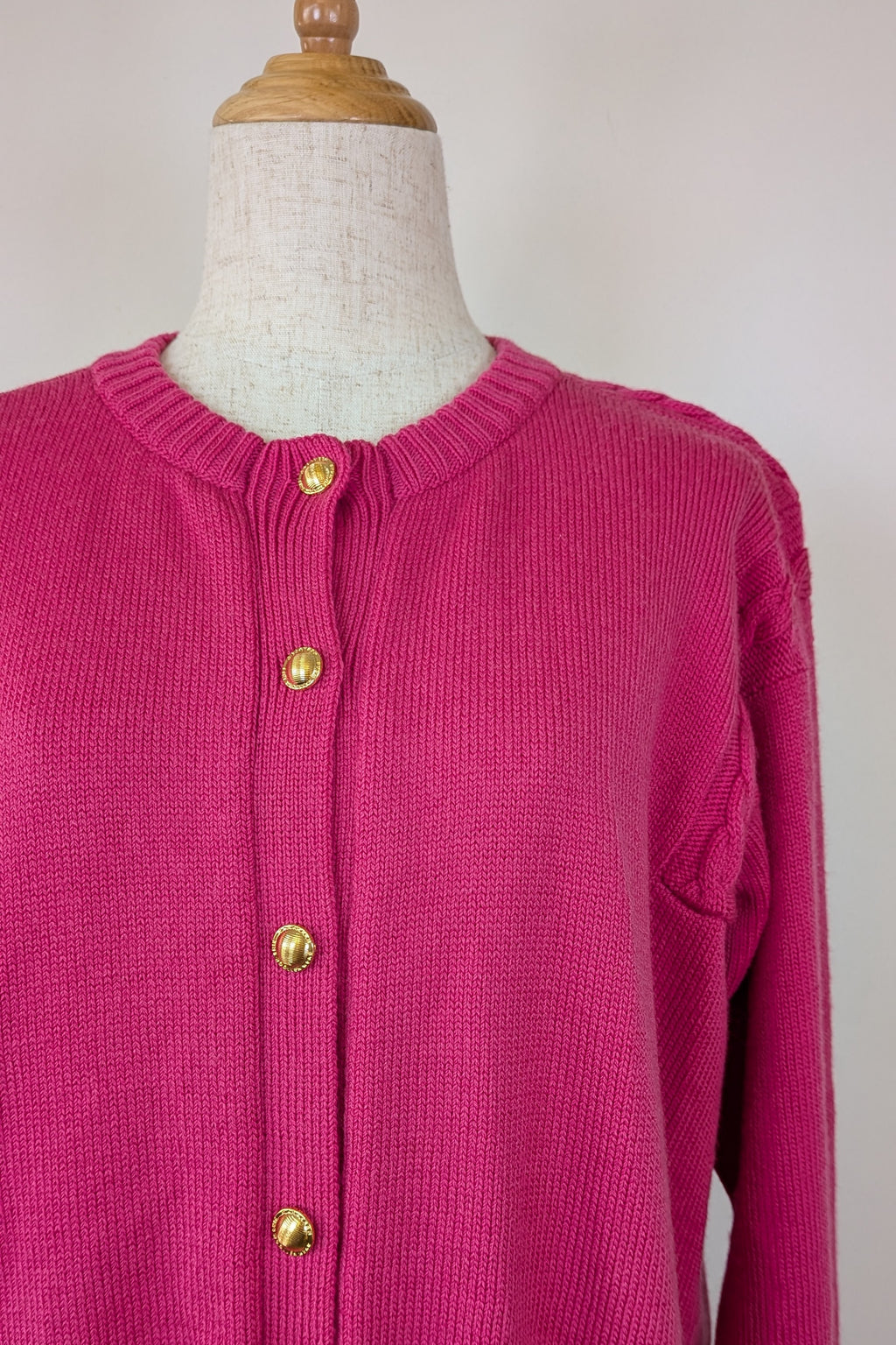Vintage 80s Casaveen Pink Pure New Wool Cardigan (Made in Tasmania) Size M