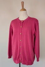 Vintage 80s Casaveen Pink Pure New Wool Cardigan (Made in Tasmania) Size M