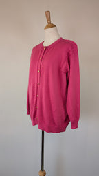 Vintage 80s Casaveen Pink Pure New Wool Cardigan (Made in Tasmania) Size M