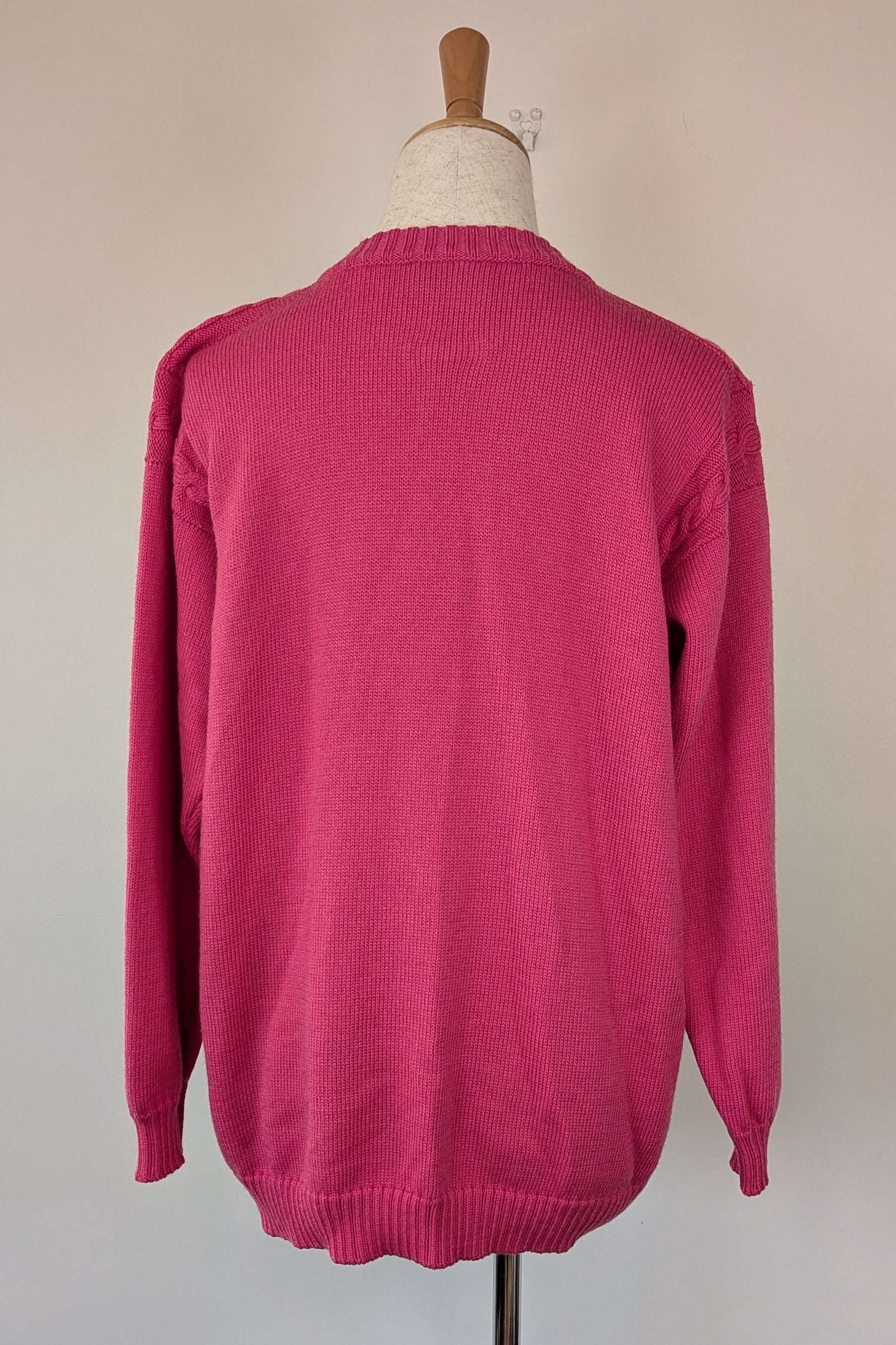 Vintage 80s Casaveen Pink Pure New Wool Cardigan (Made in Tasmania) Size M