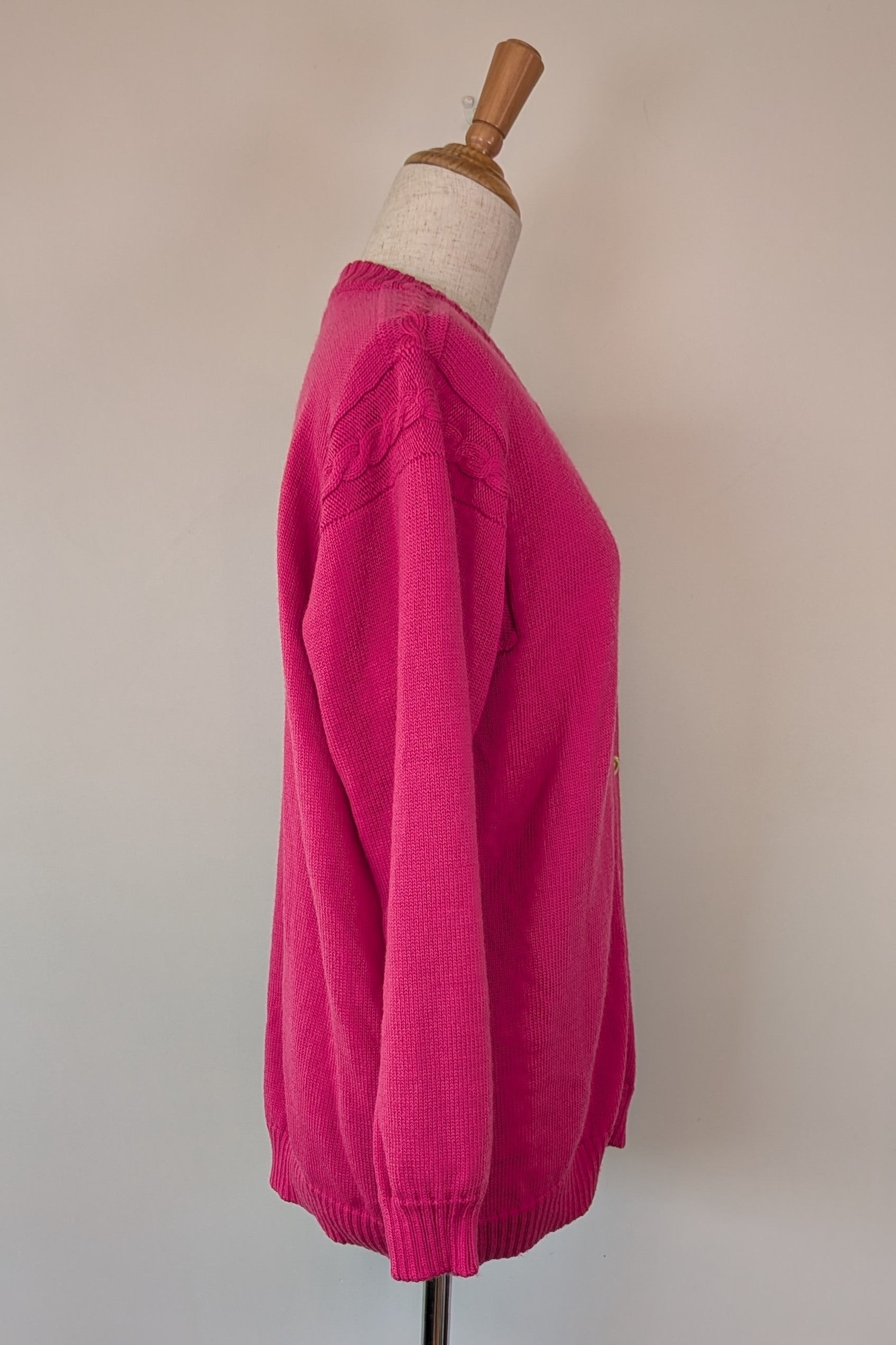 Vintage 80s Casaveen Pink Pure New Wool Cardigan (Made in Tasmania) Size M