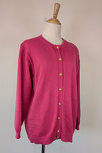 Vintage 80s Casaveen Pink Pure New Wool Cardigan (Made in Tasmania) Size M