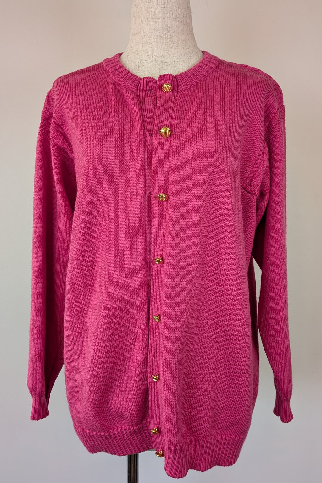 Vintage 80s Casaveen Pink Pure New Wool Cardigan (Made in Tasmania) Size M