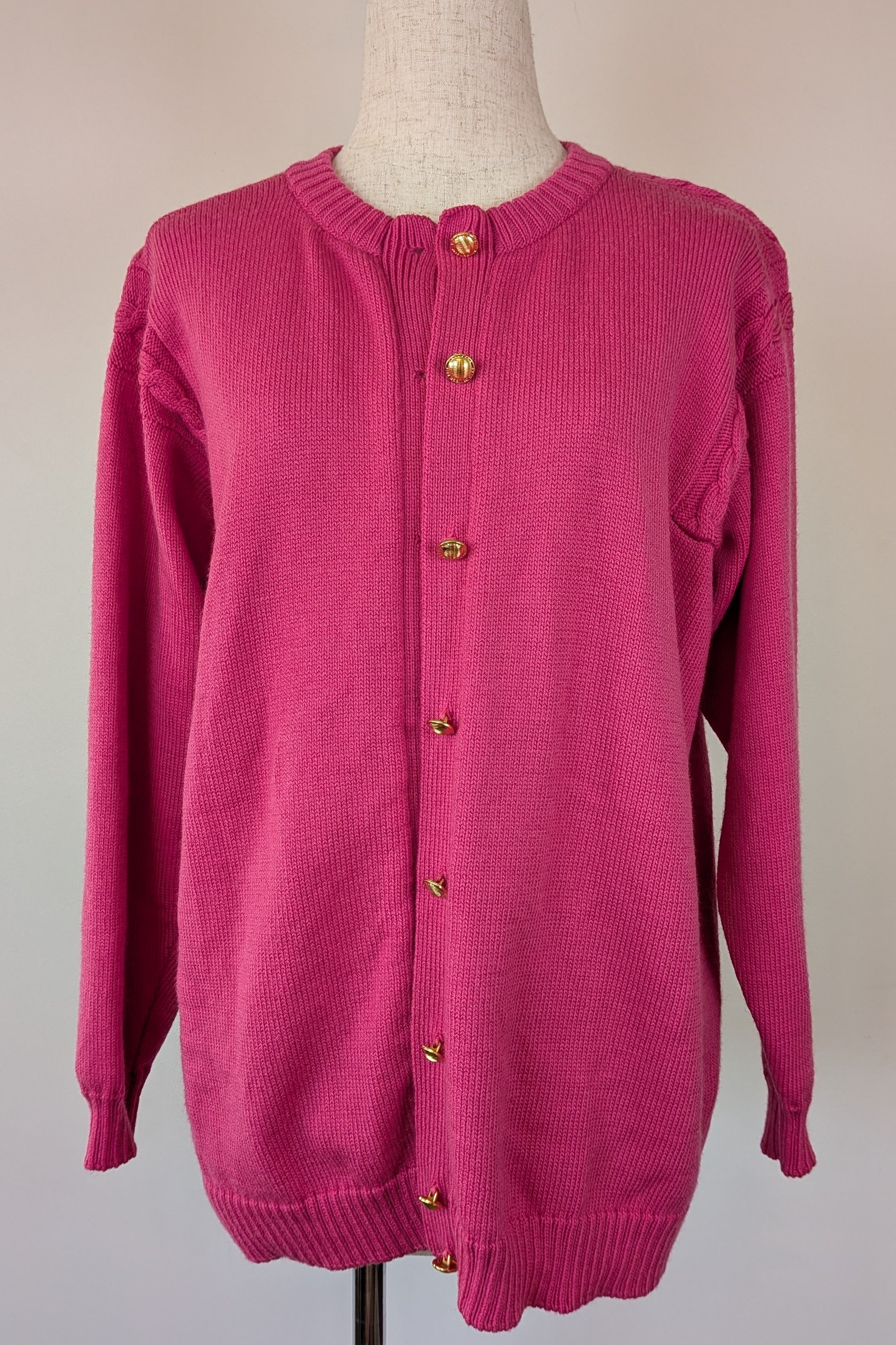 Vintage 80s Casaveen Pink Pure New Wool Cardigan (Made in Tasmania) Size M