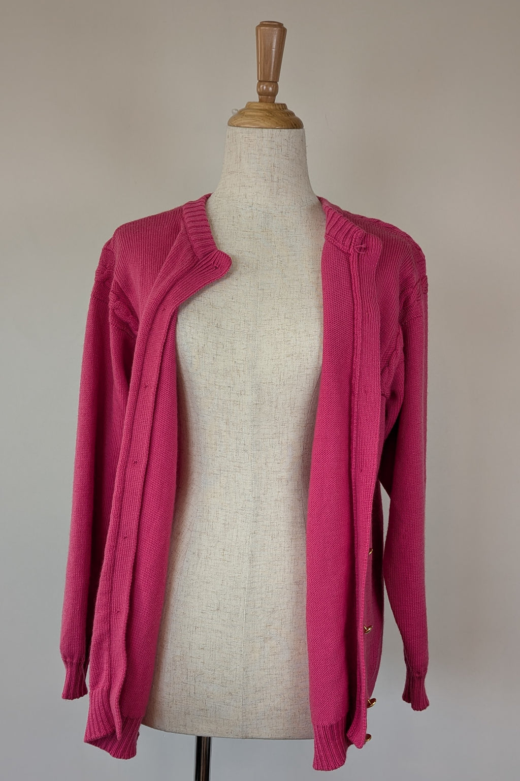 Vintage 80s Casaveen Pink Pure New Wool Cardigan (Made in Tasmania) Size M