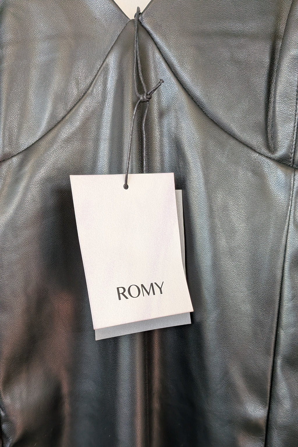 ROMY The Brand Vegan Leather Deep V Neck Midi Dress Size S BNWT RRP $335