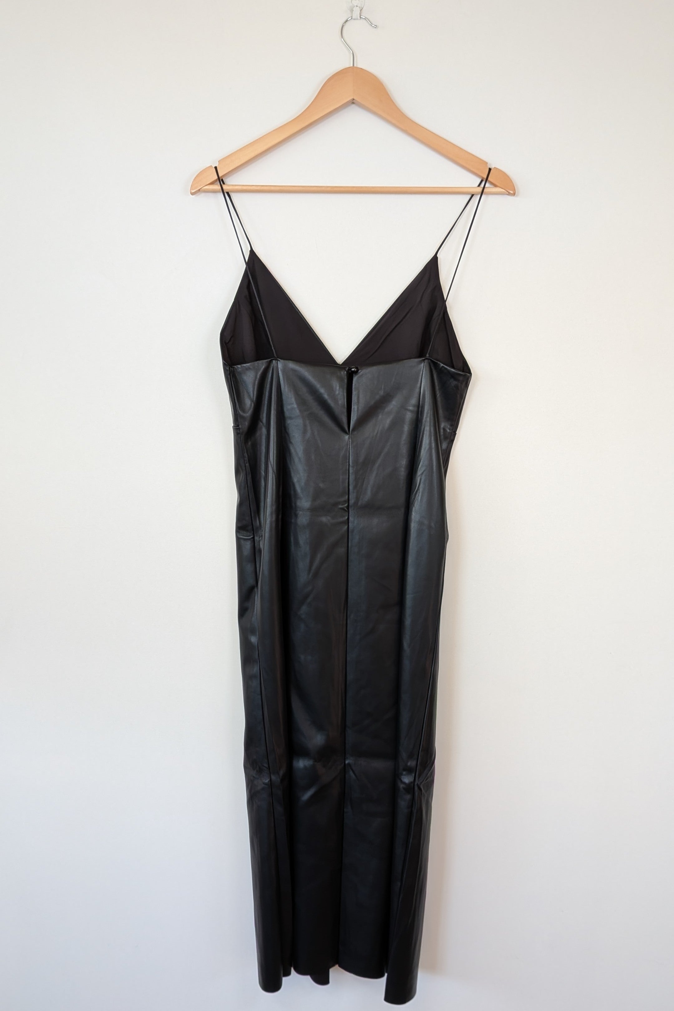 ROMY The Brand Vegan Leather Deep V Neck Midi Dress Size S BNWT RRP $335