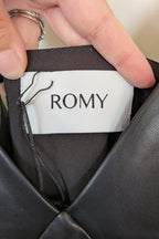 ROMY The Brand Vegan Leather Deep V Neck Midi Dress Size S BNWT RRP $335