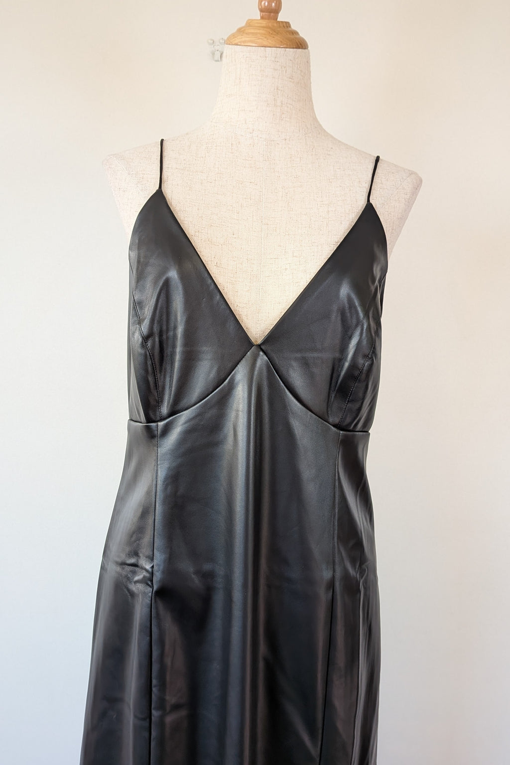 ROMY The Brand Vegan Leather Deep V Neck Midi Dress Size S BNWT RRP $335