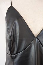 ROMY The Brand Vegan Leather Deep V Neck Midi Dress Size S BNWT RRP $335