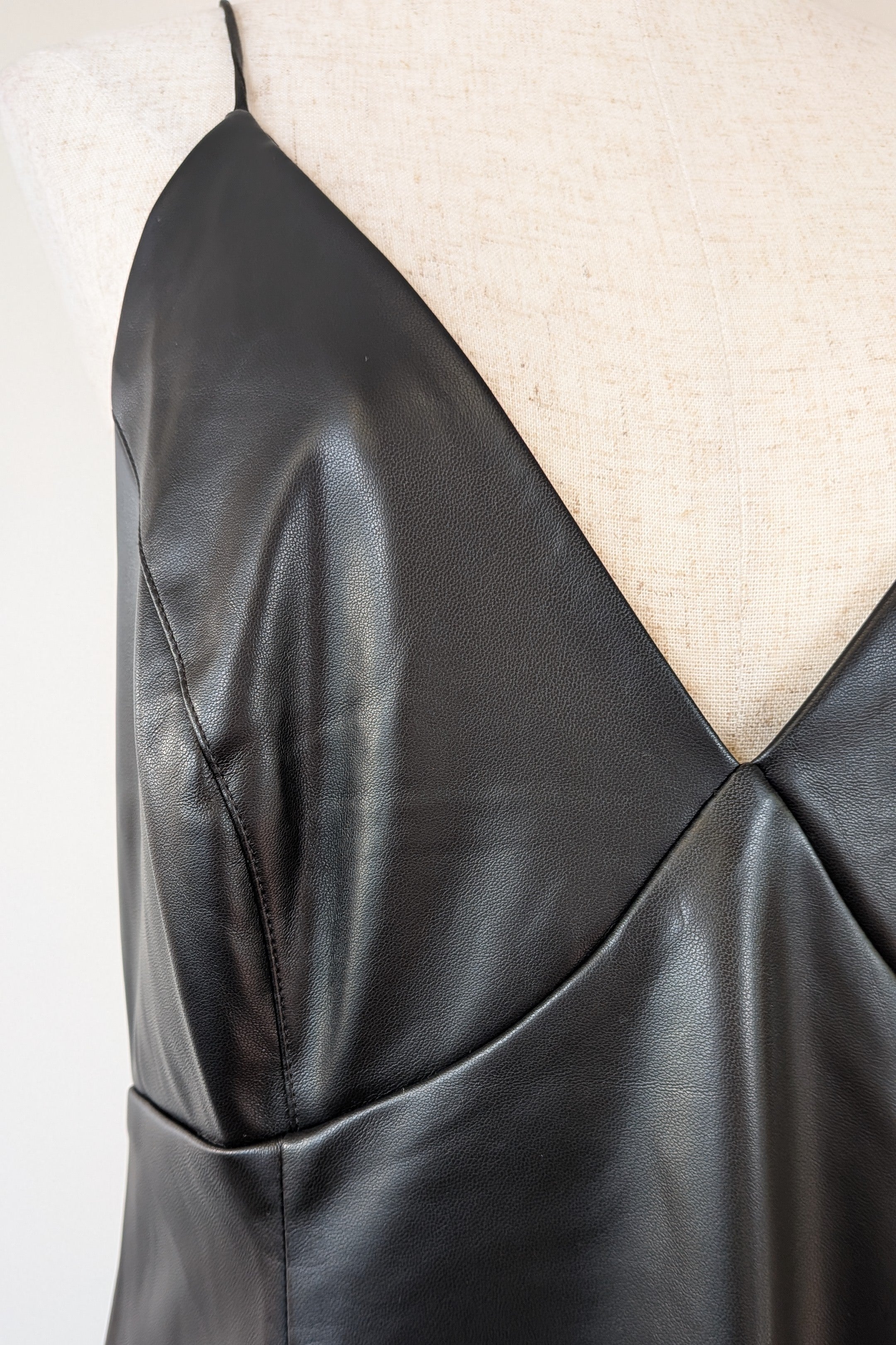 ROMY The Brand Vegan Leather Deep V Neck Midi Dress Size S BNWT RRP $335