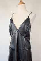 ROMY The Brand Vegan Leather Deep V Neck Midi Dress Size S BNWT RRP $335