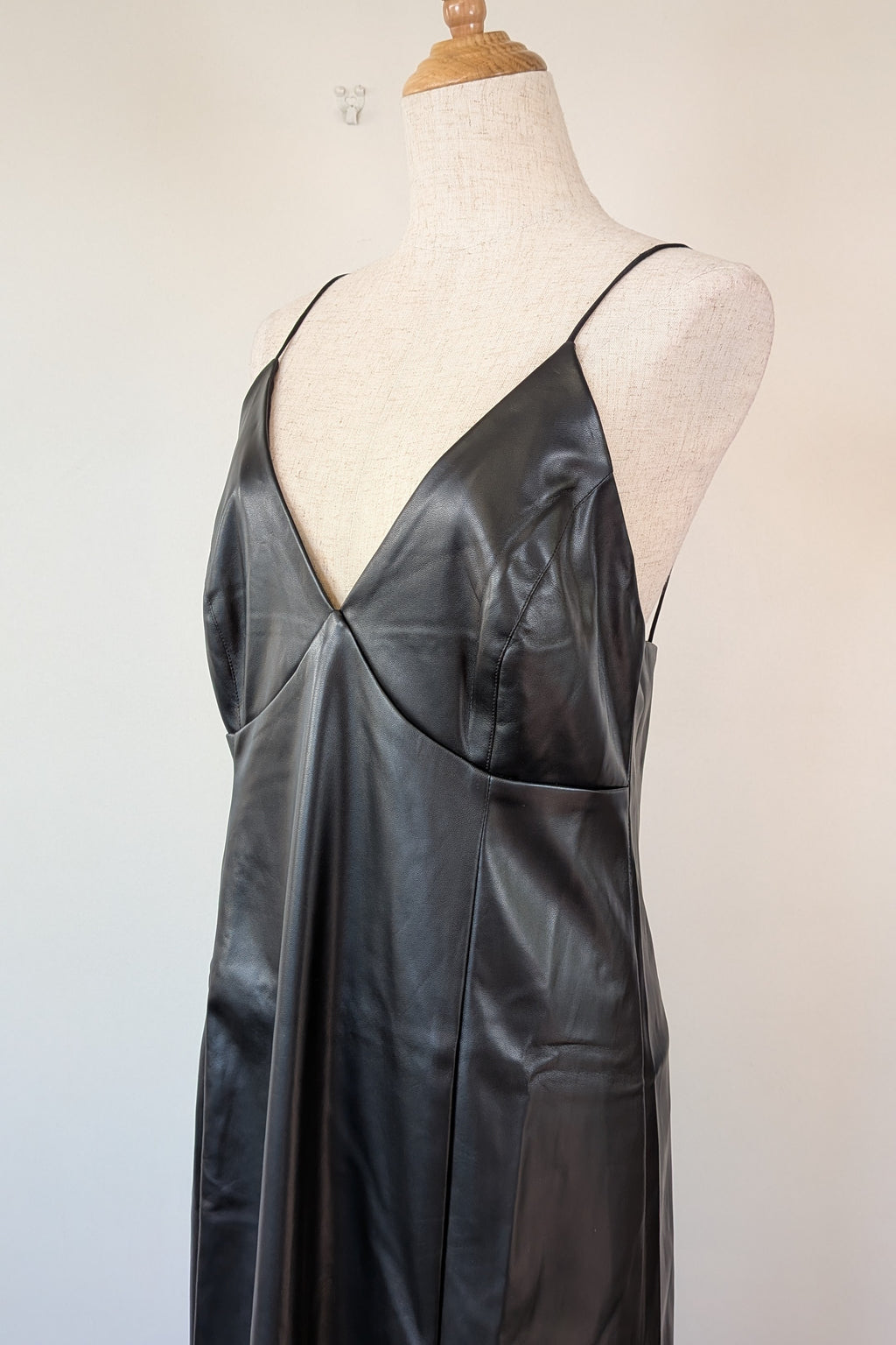 ROMY The Brand Vegan Leather Deep V Neck Midi Dress Size S BNWT RRP $335
