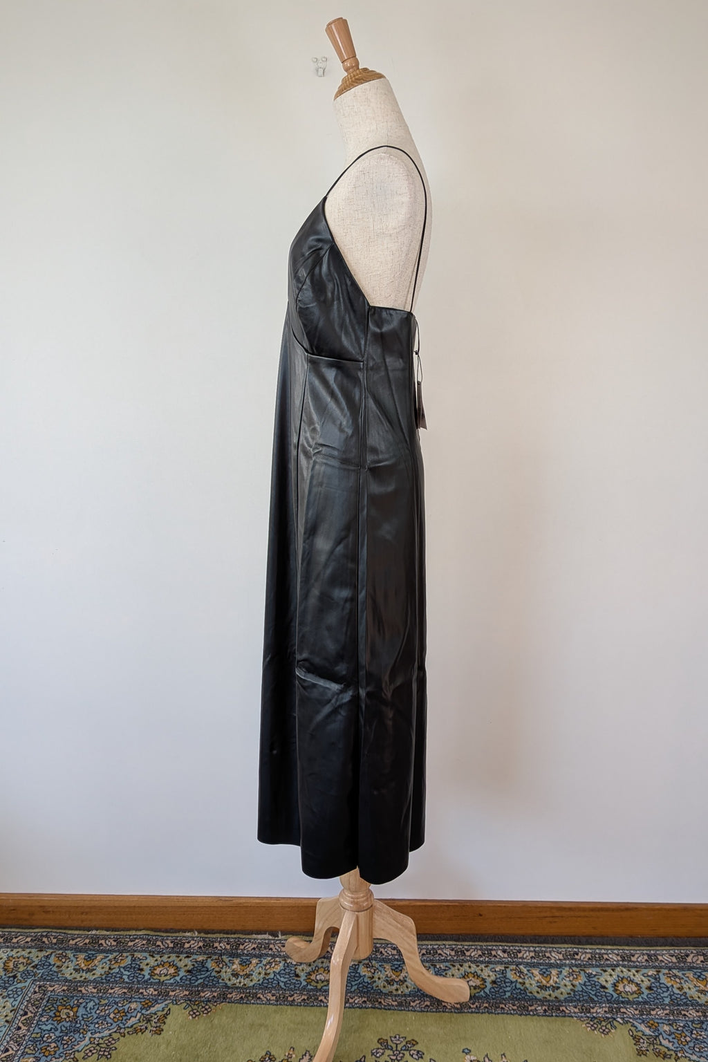 ROMY The Brand Vegan Leather Deep V Neck Midi Dress Size S BNWT RRP $335