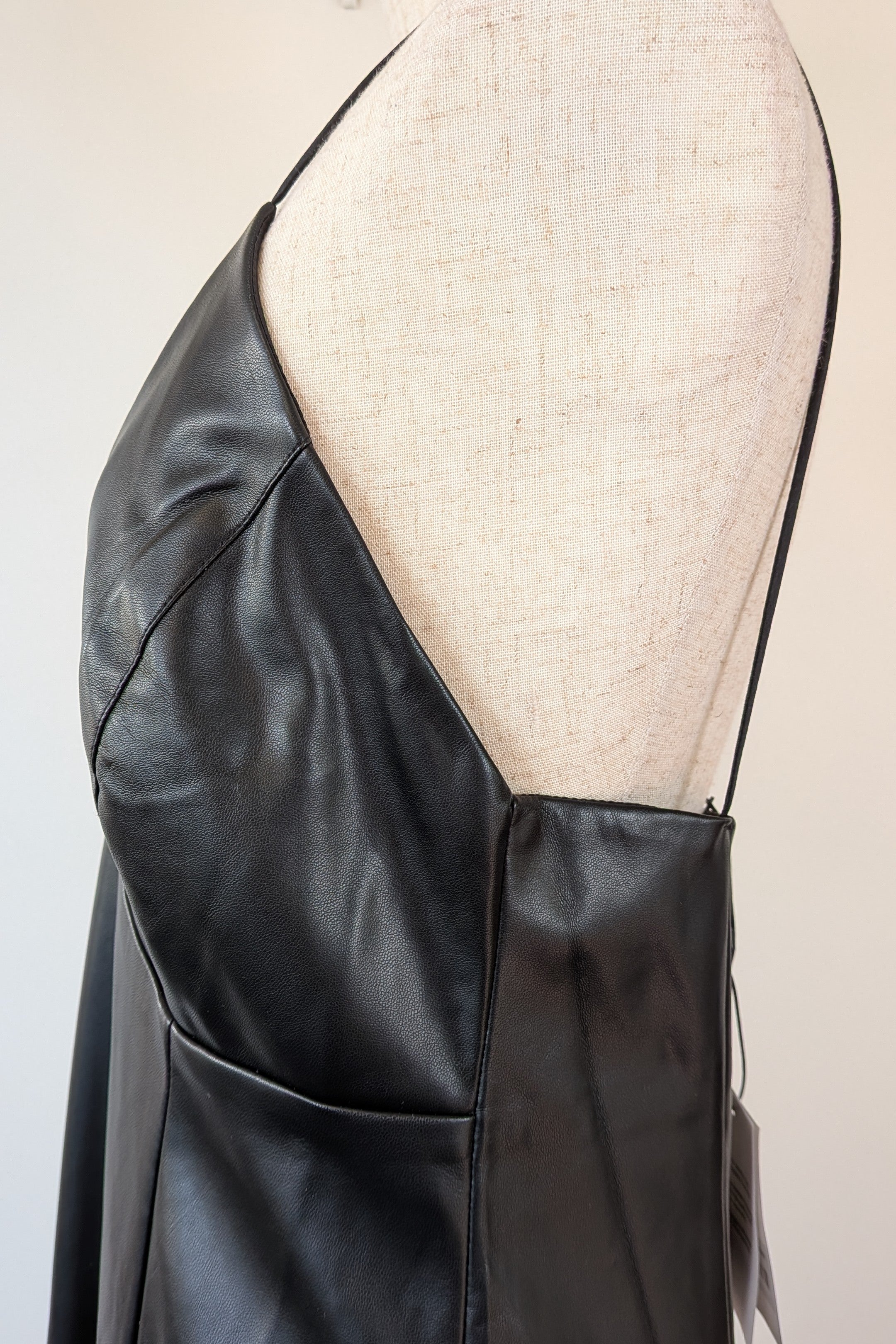 ROMY The Brand Vegan Leather Deep V Neck Midi Dress Size S BNWT RRP $335