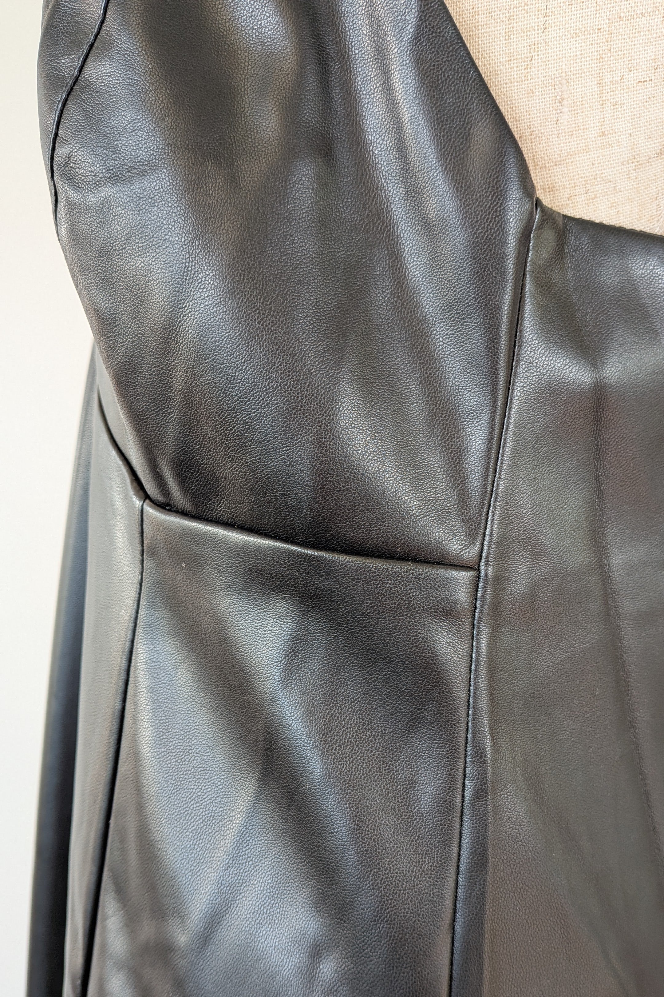 ROMY The Brand Vegan Leather Deep V Neck Midi Dress Size S BNWT RRP $335