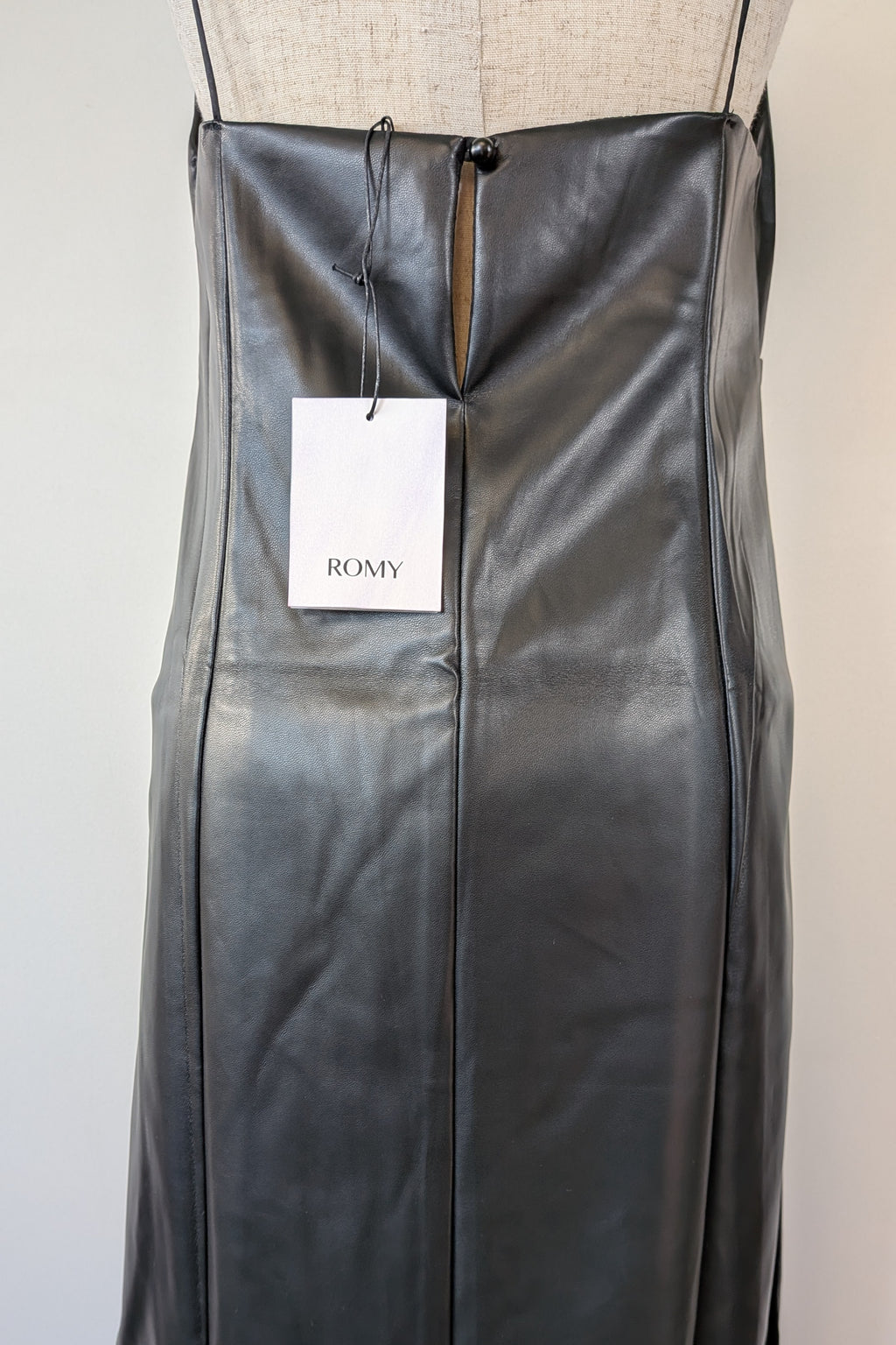 ROMY The Brand Vegan Leather Deep V Neck Midi Dress Size S BNWT RRP $335