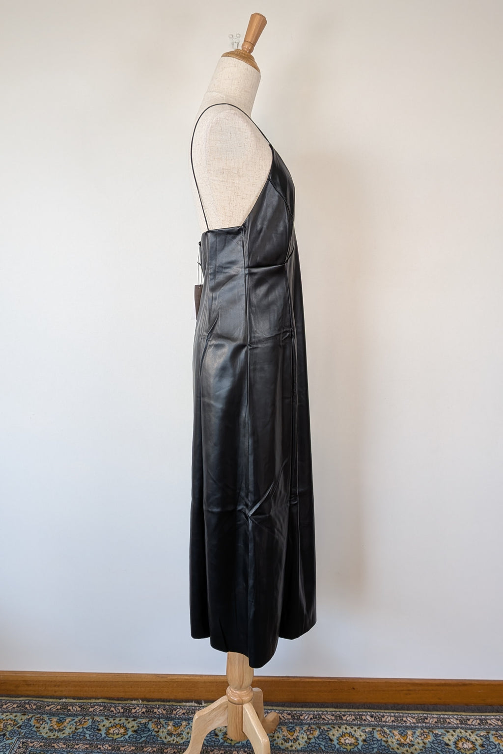 ROMY The Brand Vegan Leather Deep V Neck Midi Dress Size S BNWT RRP $335