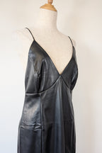 ROMY The Brand Vegan Leather Deep V Neck Midi Dress Size S BNWT RRP $335