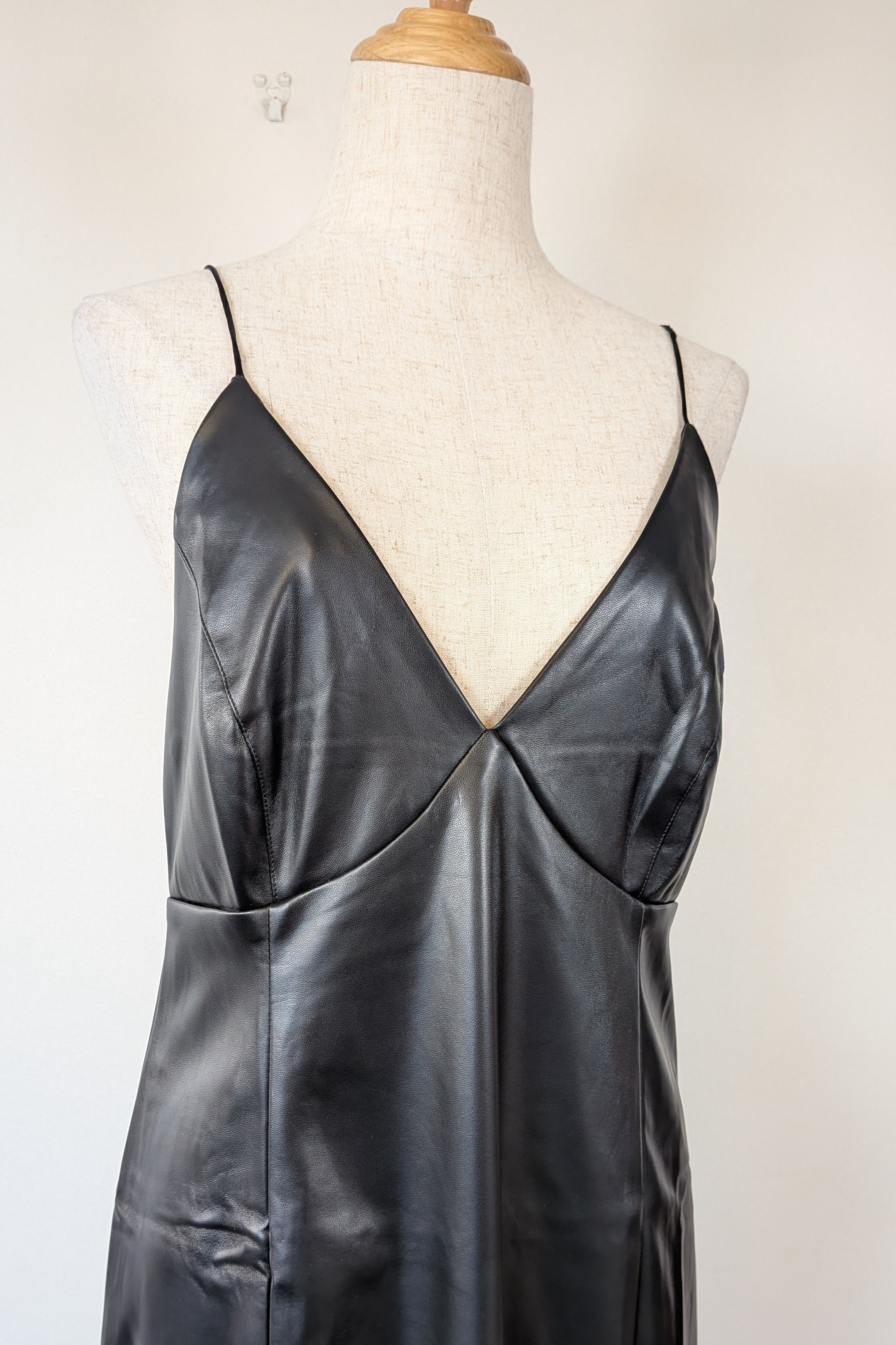 ROMY The Brand Vegan Leather Deep V Neck Midi Dress Size S BNWT RRP $335