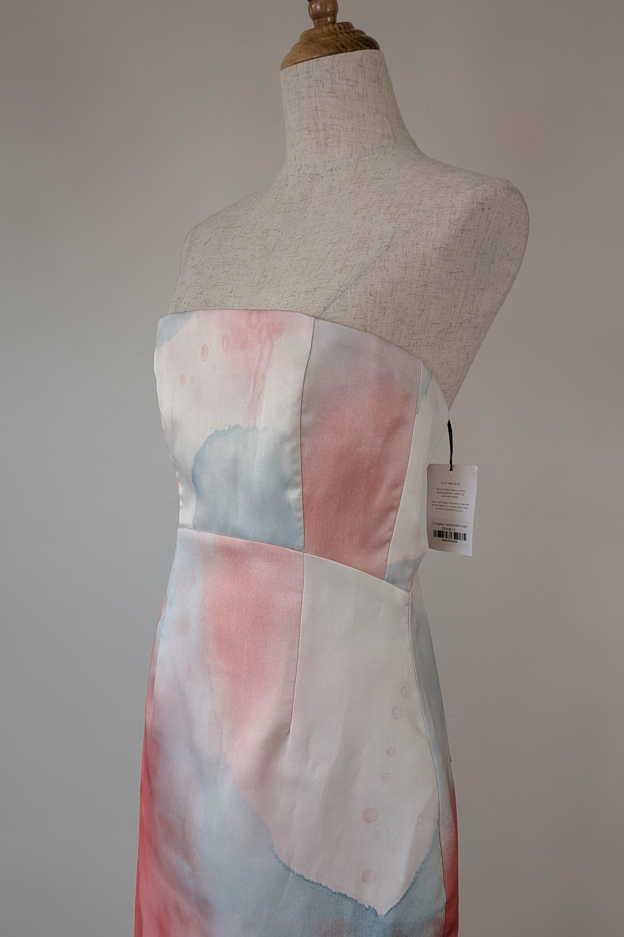 ROMY The Brand x Loralee Jade Strapless Tailored Midi Dress Size S BNWT RRP $319