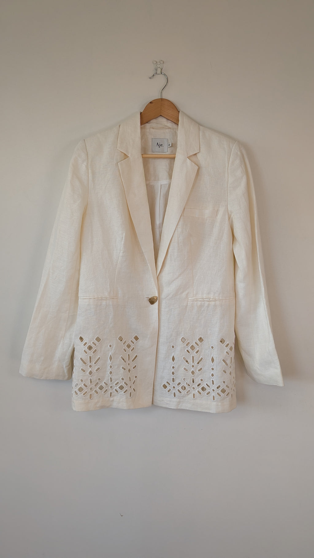 Aje Rosa Broderie Blazer in Ivory Size 10 BNWOT RRP $495