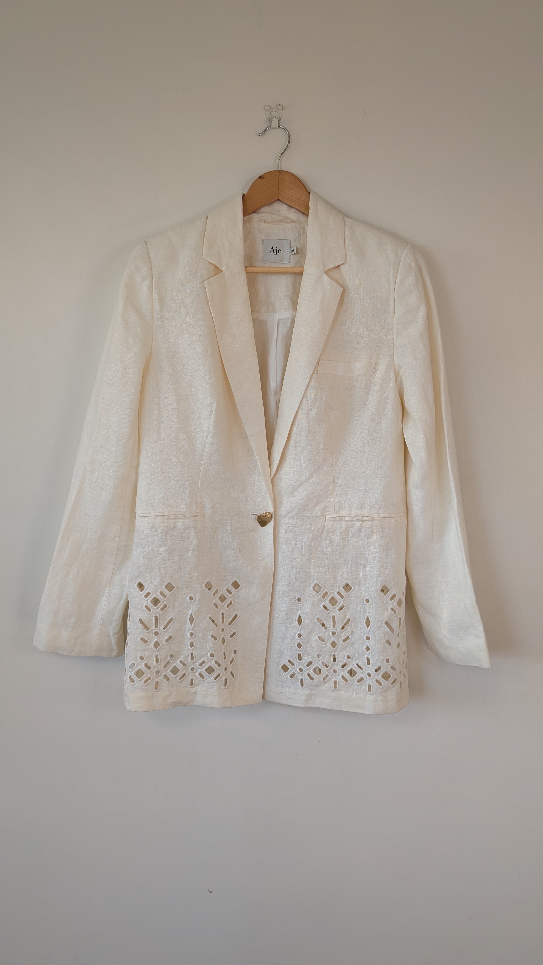 Aje Rosa Broderie Blazer in Ivory Size 10 BNWOT RRP $495