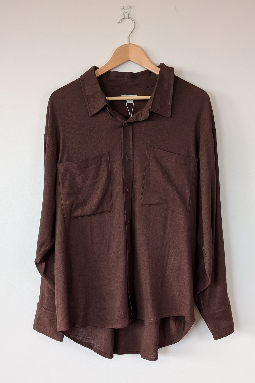 Cools Club Aries Shirt in Coffee Linen Size 14 BNWT RRP $129