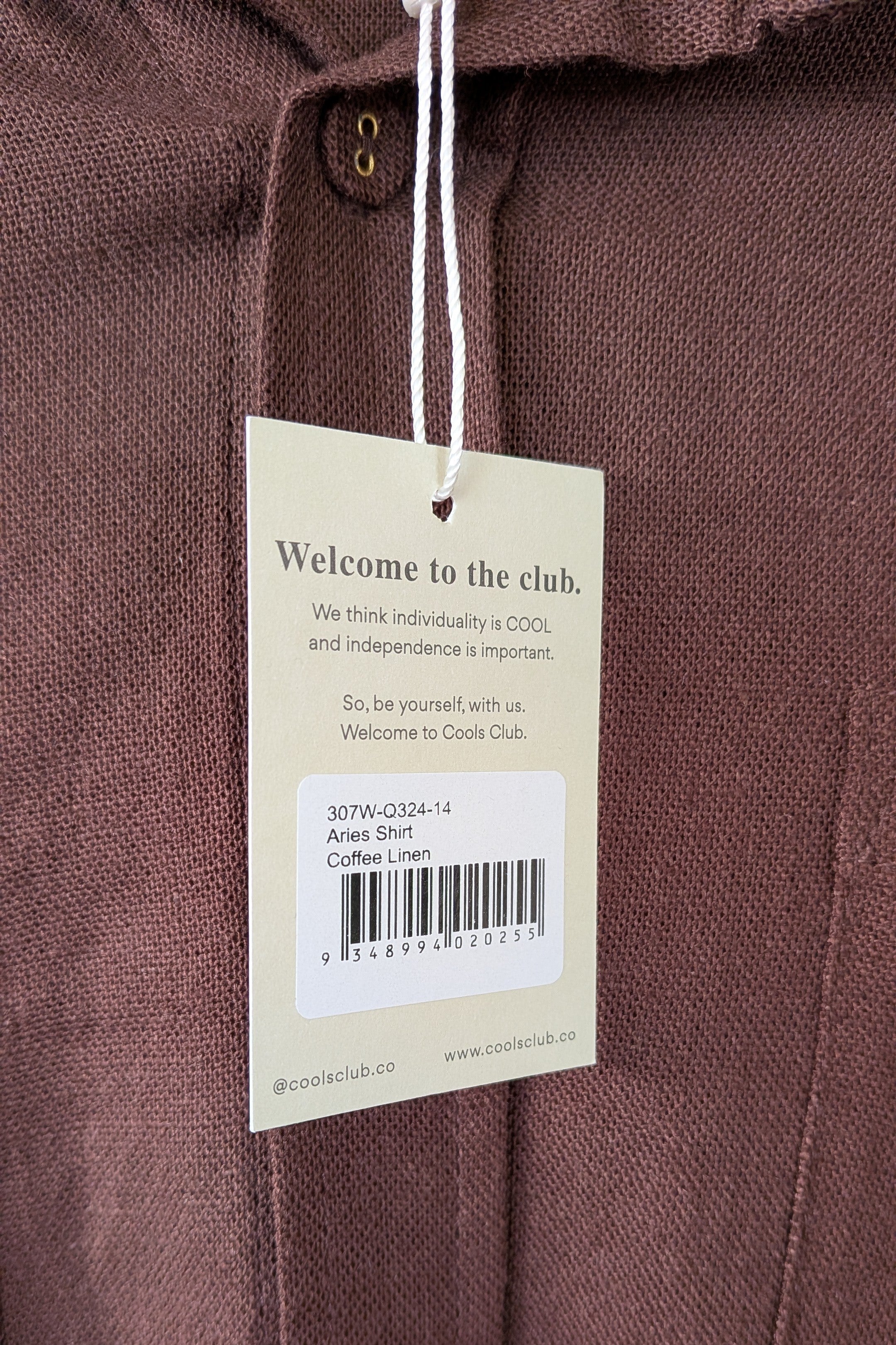 Cools Club Aries Shirt in Coffee Linen Size 14 BNWT RRP $129