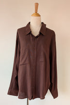 Cools Club Aries Shirt in Coffee Linen Size 14 BNWT RRP $129