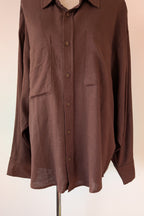 Cools Club Aries Shirt in Coffee Linen Size 14 BNWT RRP $129