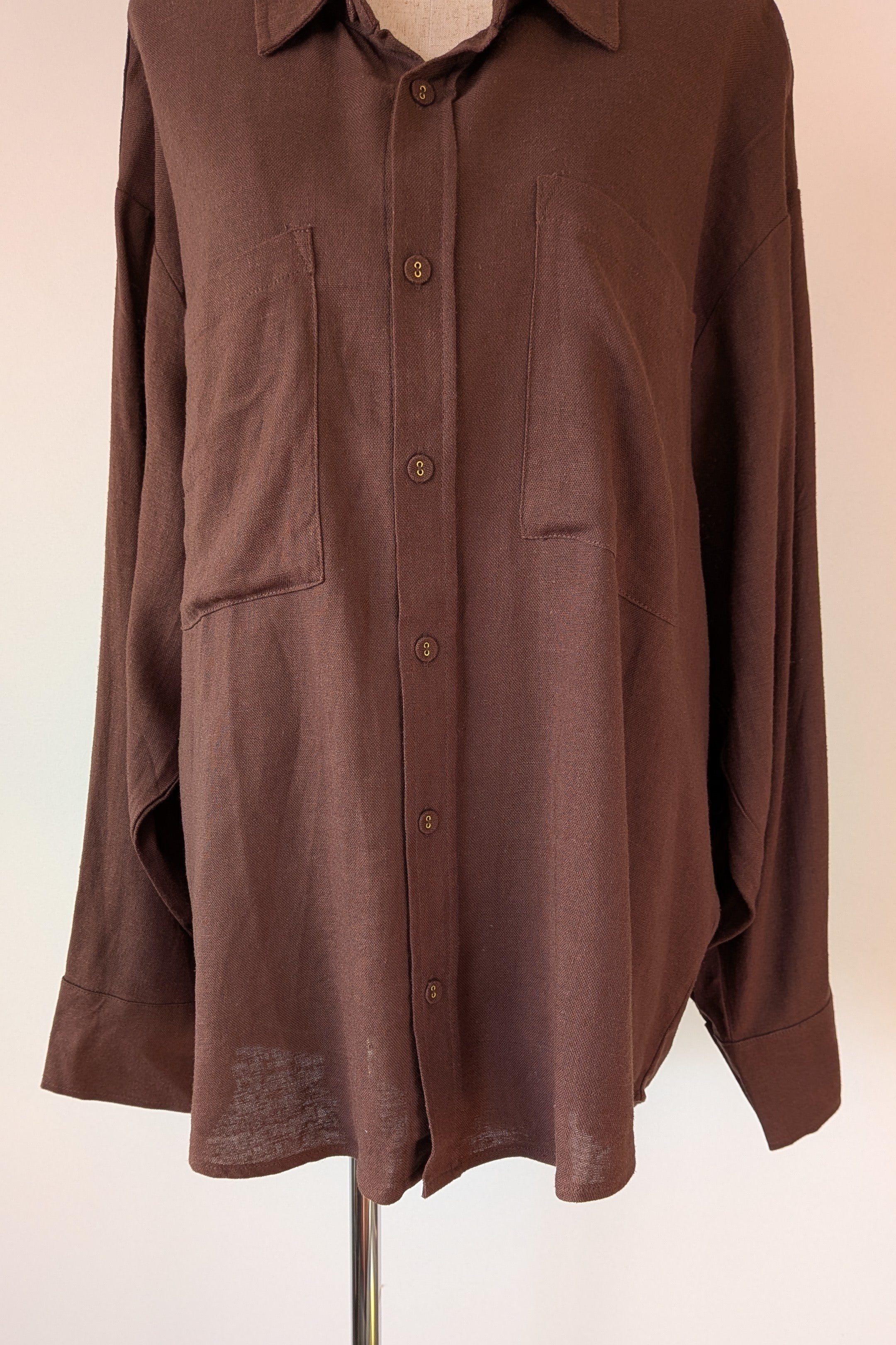 Cools Club Aries Shirt in Coffee Linen Size 14 BNWT RRP $129