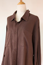 Cools Club Aries Shirt in Coffee Linen Size 14 BNWT RRP $129