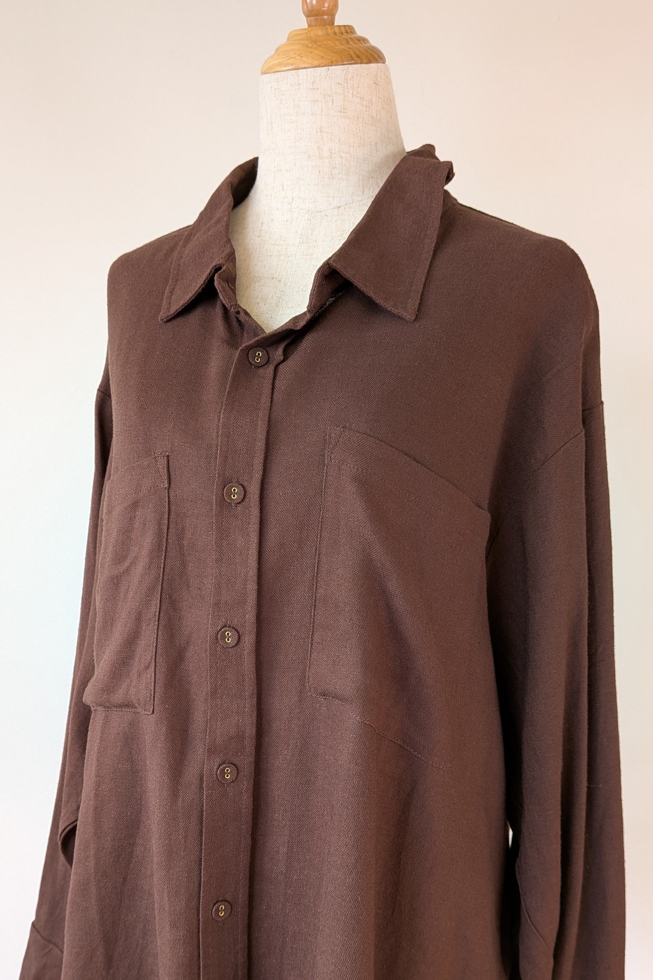 Cools Club Aries Shirt in Coffee Linen Size 14 BNWT RRP $129