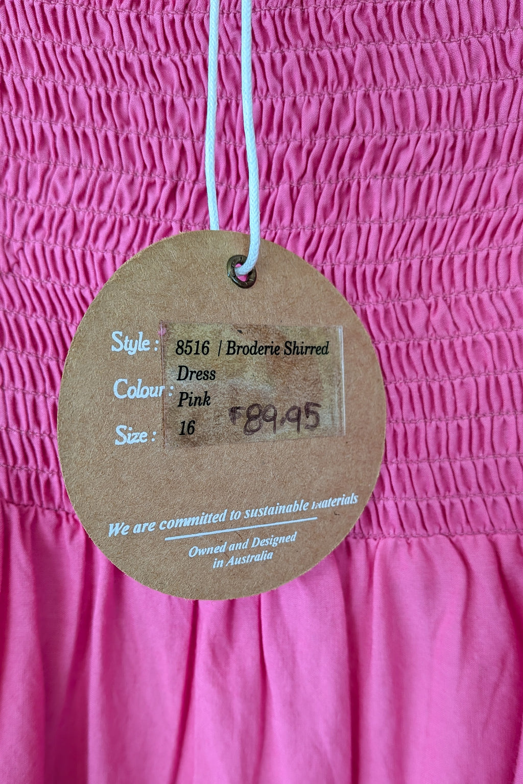 Joop & Gypsy Broderie Shirred Dress in Pink Size 16 BNWT RRP $89.95